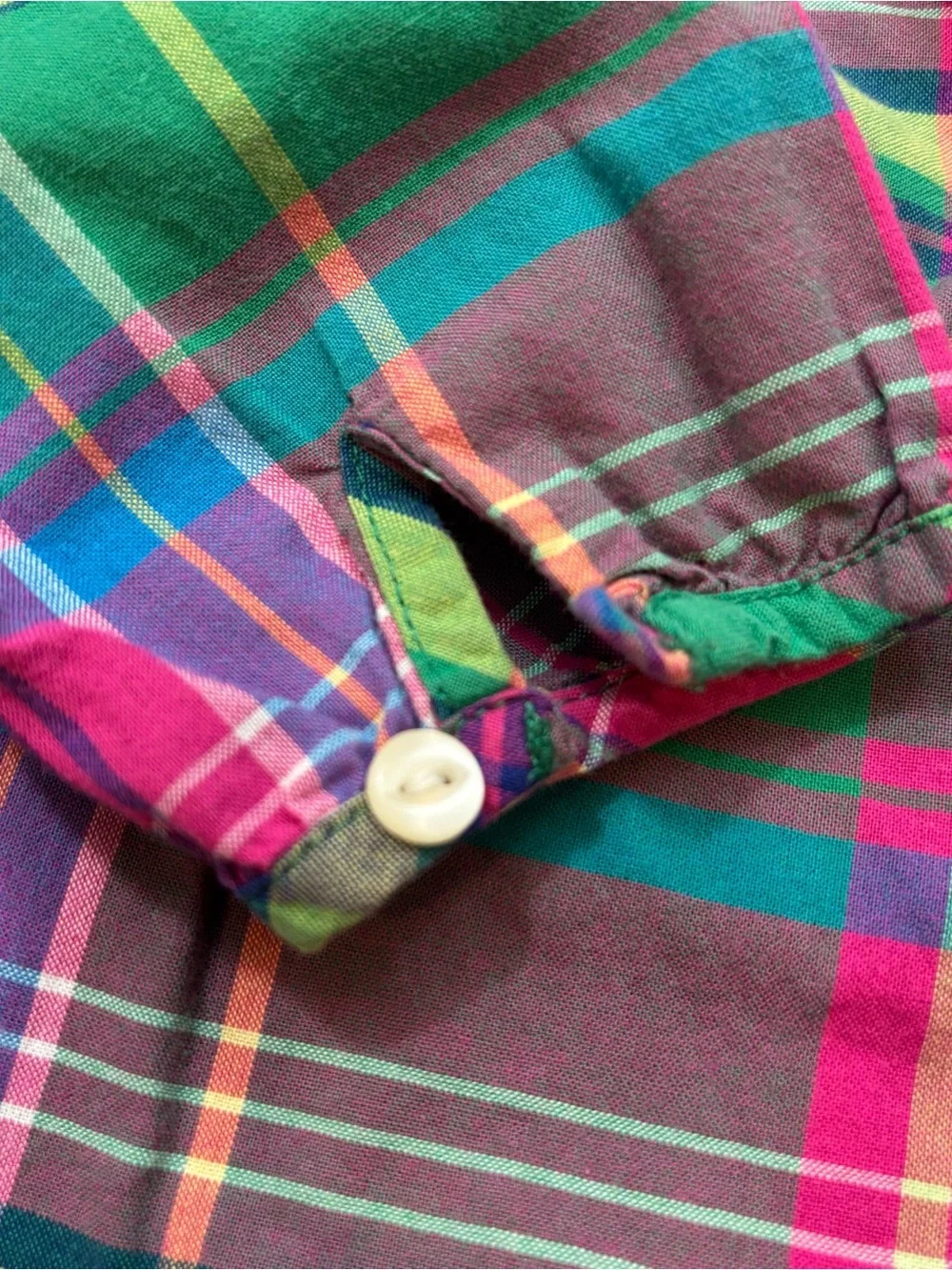 Ralph Lauren Pink and Green Plaid Button Down Blouse Size‎ 9 Months